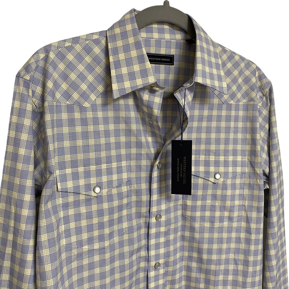 New Western Range Plaid Pearl Snap Shirt Sz S Long Sleeve Cowboy Jackson Hole WY